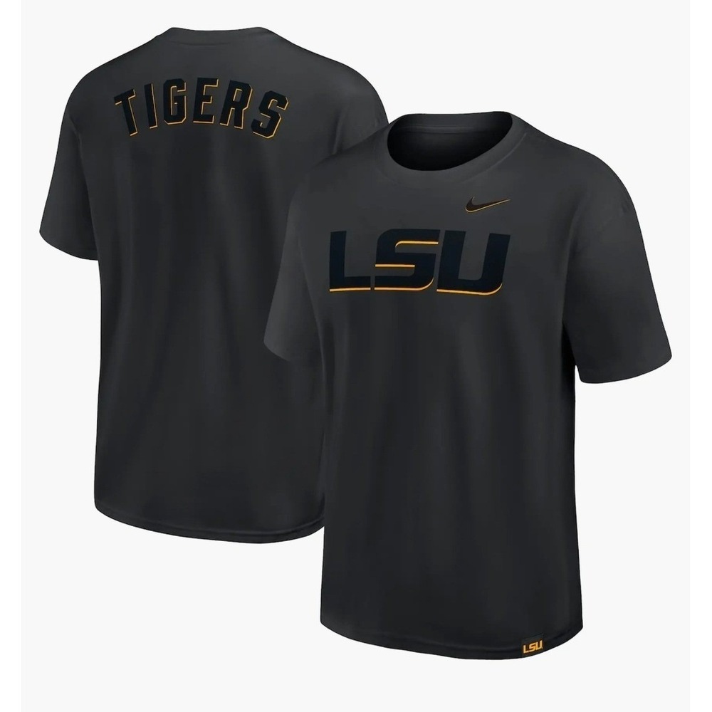 NIKE LSU TIGERS 2 HIT STATEMENT MAX 90 SHIRT MENS XL BLACK SPELLOUT BOXY NCAA